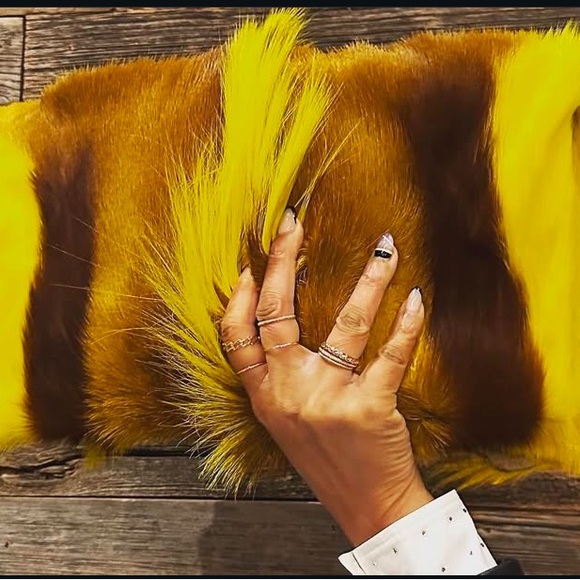 Yellow Springbok Fur Clutch Bag - Picture 2 of 5